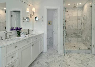 Remodeled white bathroom.