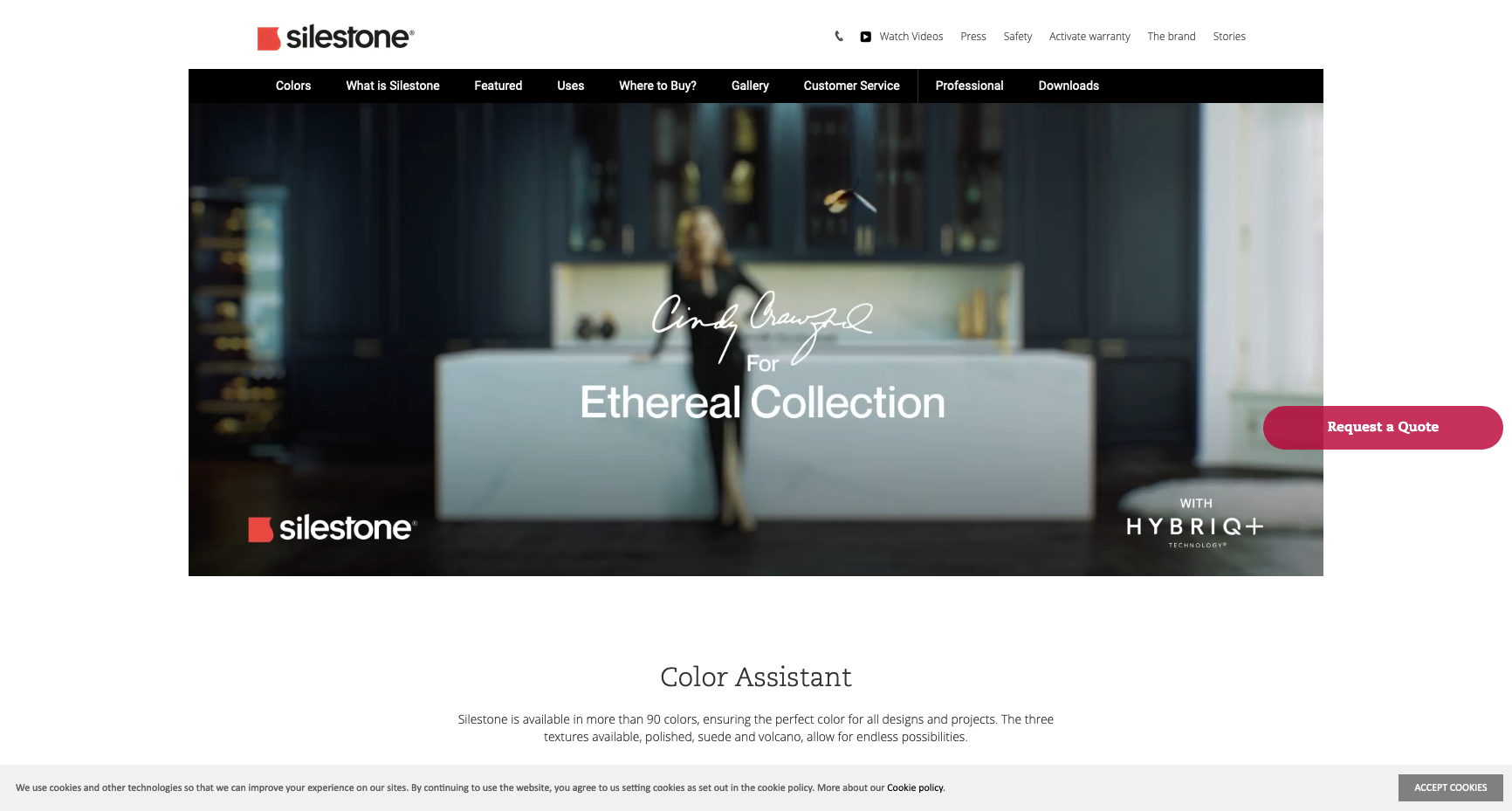 Image of the Silestone website